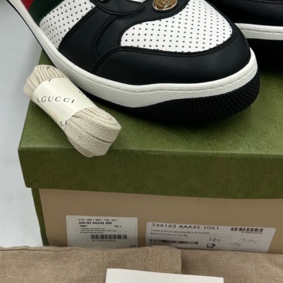 Gucci Men's low top screener sneakers . Paneled leather design . Size 12.5 - Picture 5 of 11